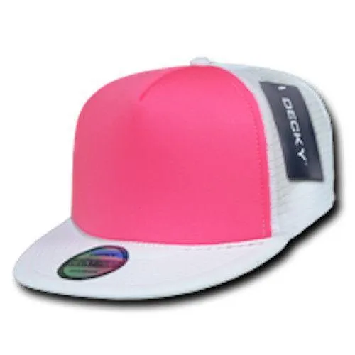 100 Lot Decky Foam Mesh Flat Bill Neon Trucker Hats Caps Two Tone Wholesale Lots