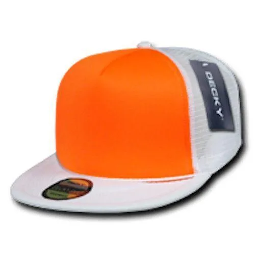 100 Lot Decky Foam Mesh Flat Bill Neon Trucker Hats Caps Two Tone Wholesale Lots