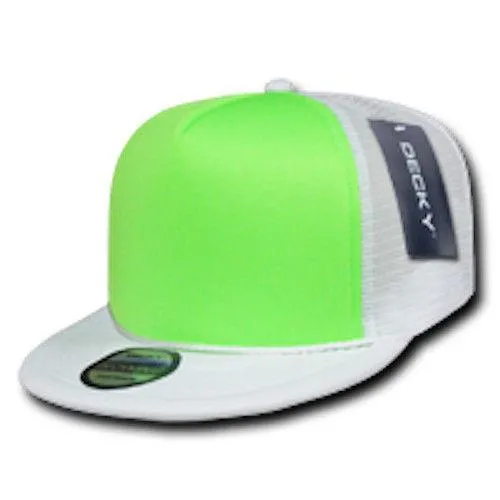 100 Lot Decky Foam Mesh Flat Bill Neon Trucker Hats Caps Two Tone Wholesale Lots