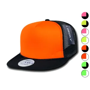 100 Lot Decky Foam Mesh Flat Bill Neon Trucker Hats Caps Two Tone Wholesale Lots