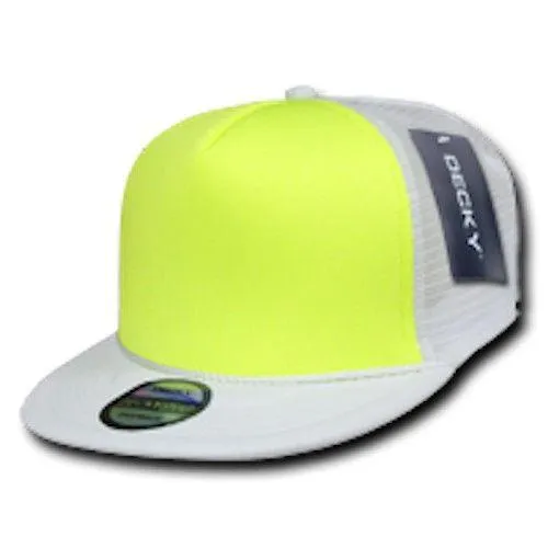 100 Lot Decky Foam Mesh Flat Bill Neon Trucker Hats Caps Two Tone Wholesale Lots