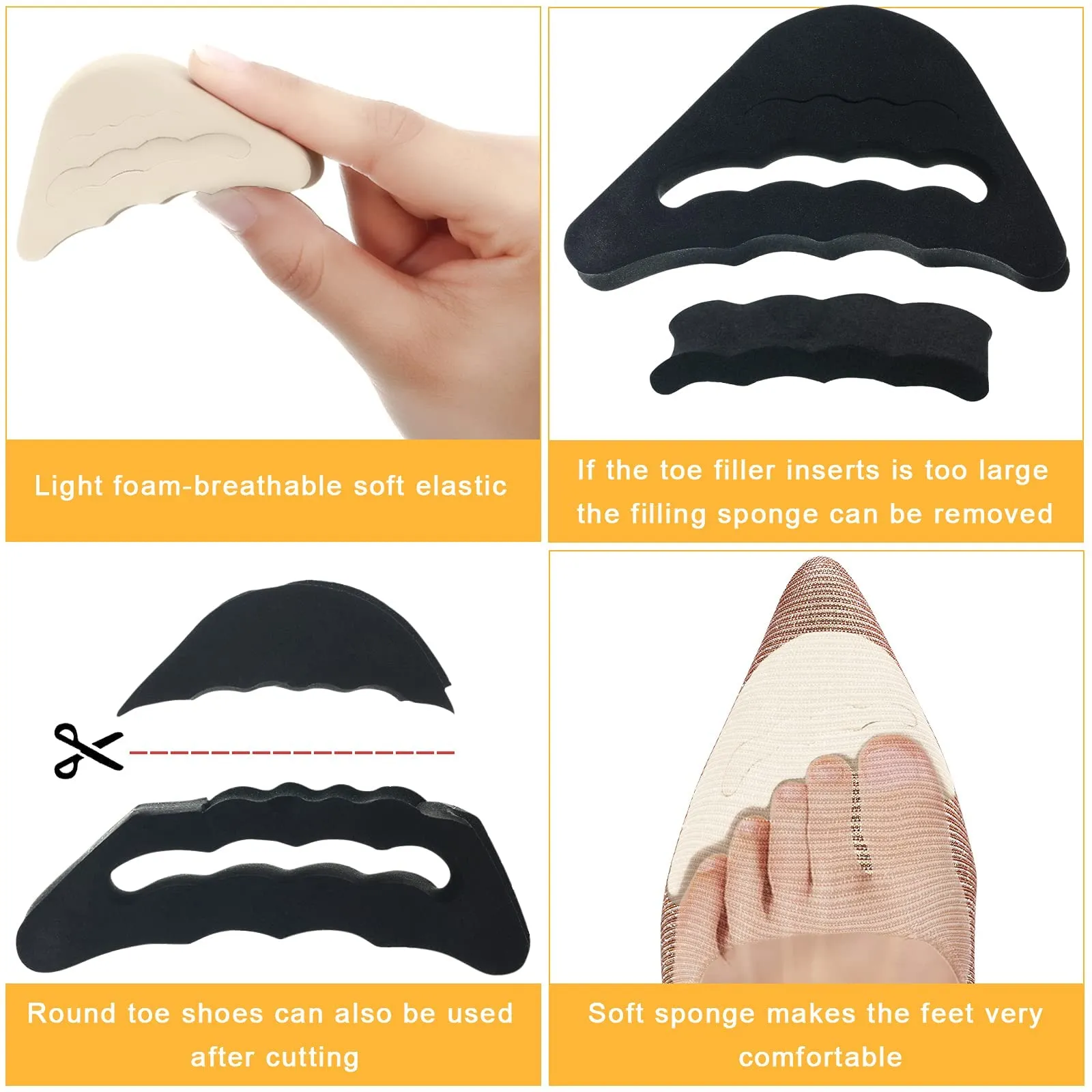 12 Pairs Shoe Filler High Heel Cushion Pads Adjustable Toe Filler Inserts Front Insoles Heel Grips Liner Insert for Preventing Too Big Shoe from Heel Slipping Blisters Relieve Pain (Elegant Style) Elegant Style