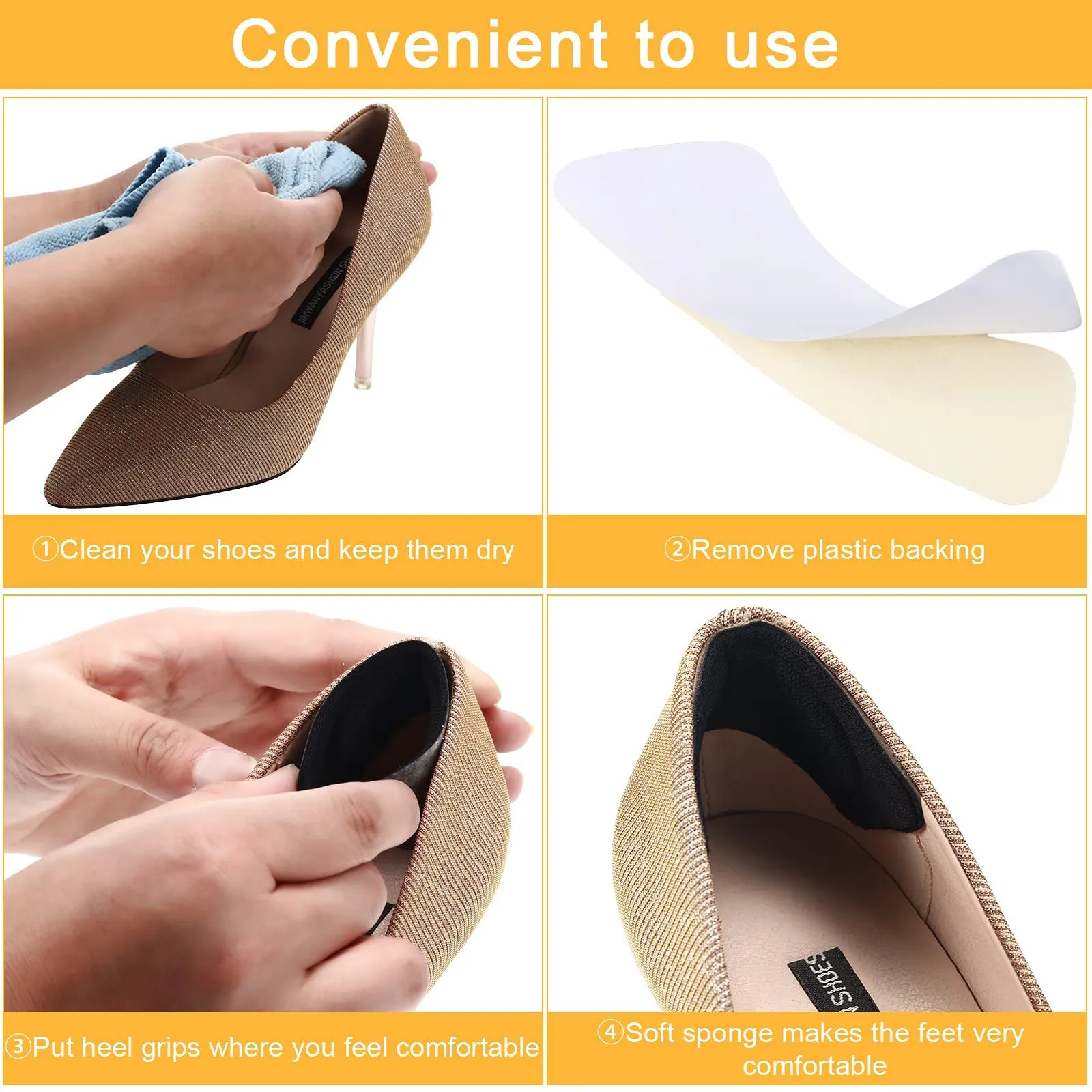 12 Pairs Shoe Filler High Heel Cushion Pads Adjustable Toe Filler Inserts Front Insoles Heel Grips Liner Insert for Preventing Too Big Shoe from Heel Slipping Blisters Relieve Pain (Elegant Style) Elegant Style
