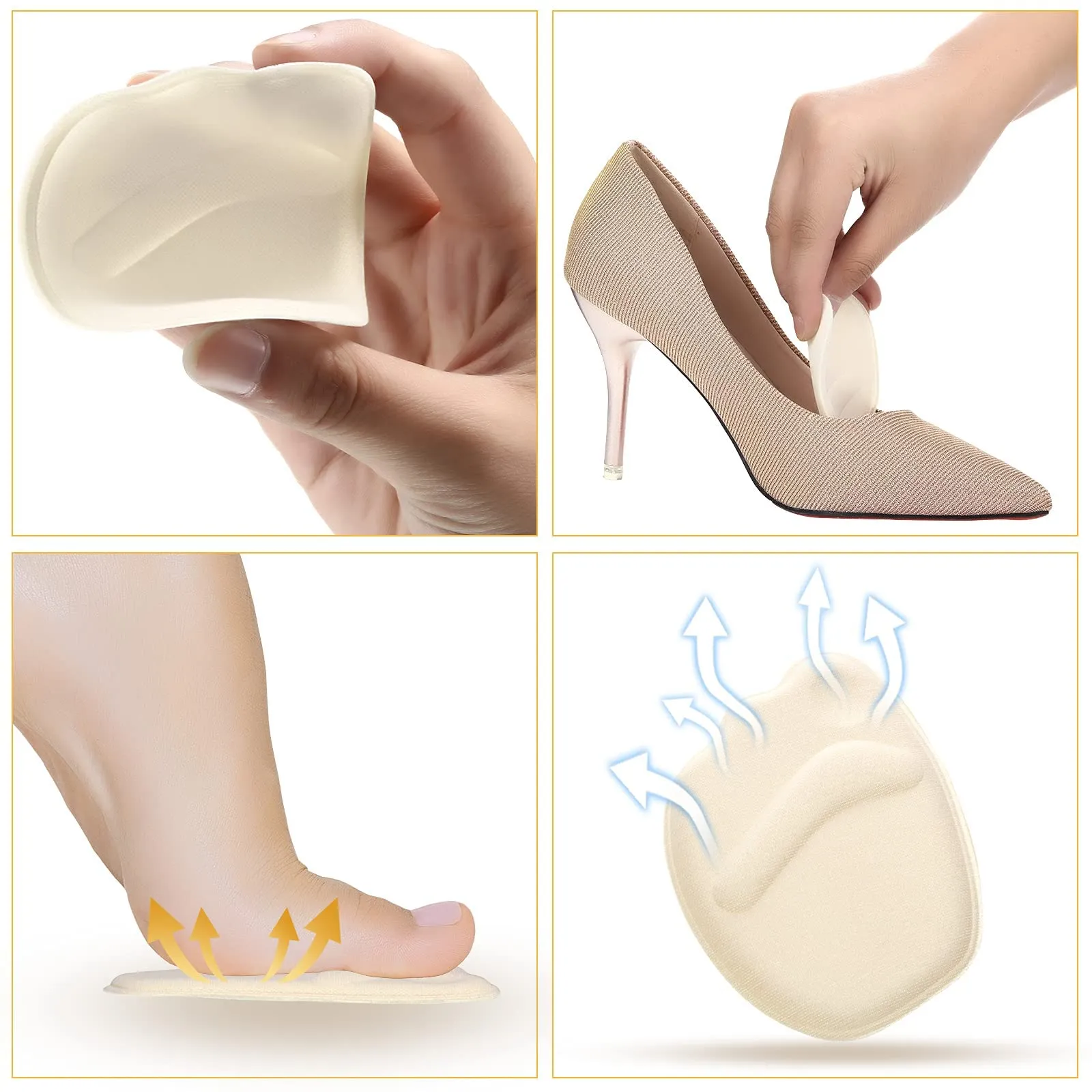 12 Pairs Shoe Filler High Heel Cushion Pads Adjustable Toe Filler Inserts Front Insoles Heel Grips Liner Insert for Preventing Too Big Shoe from Heel Slipping Blisters Relieve Pain (Elegant Style) Elegant Style
