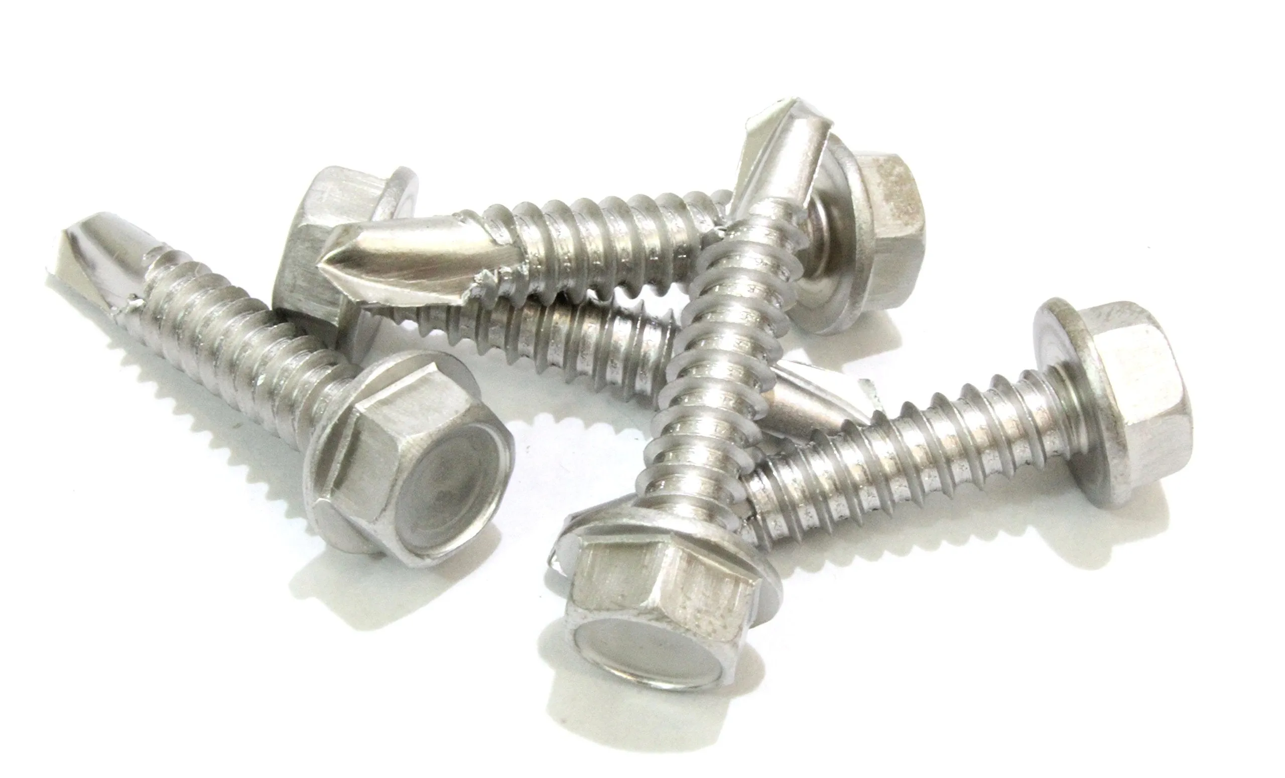 12 X 1'' Stainless Hex Washer Head Self Drilling Screws, (100 pc), 410 Stainless Steel