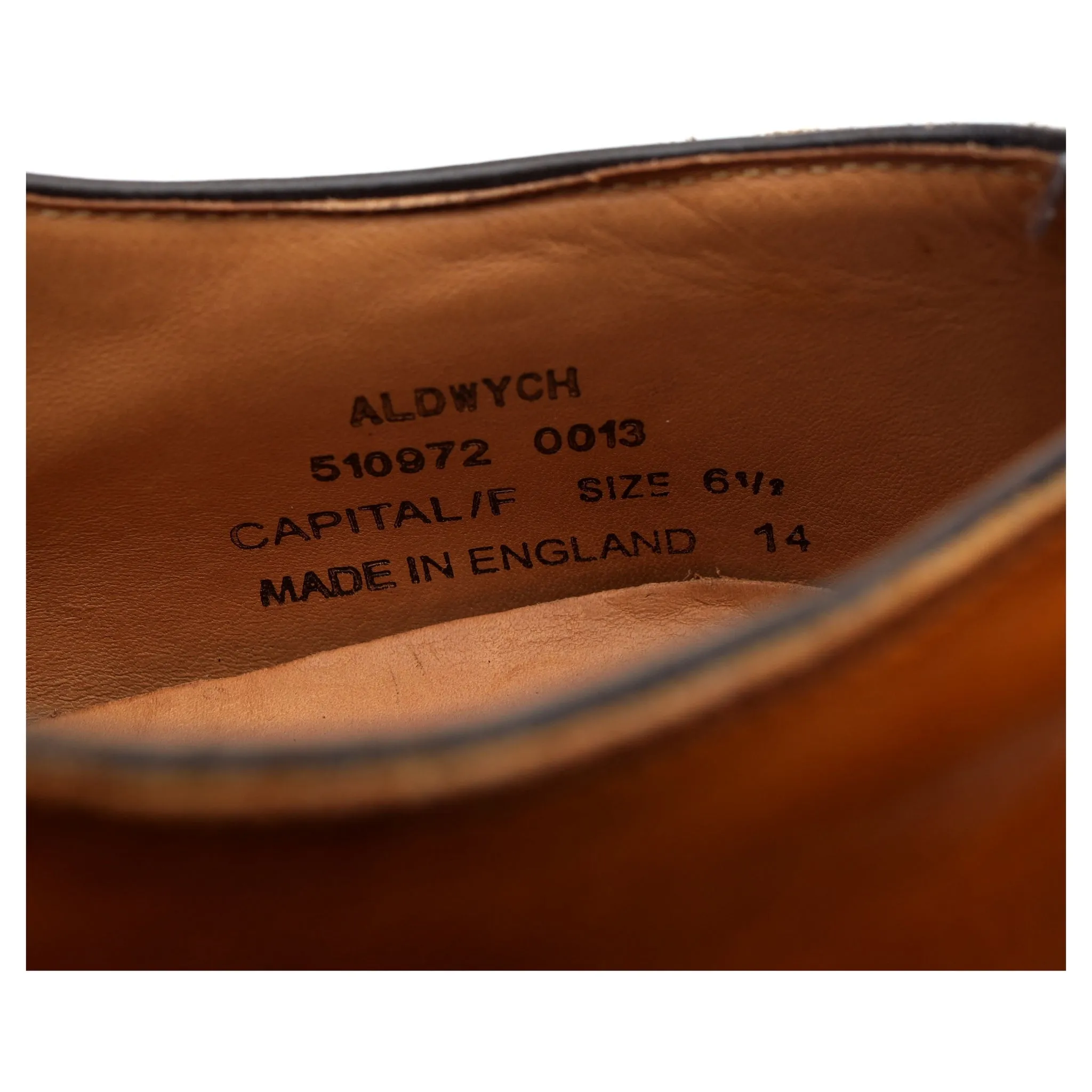 1880 'Aldwych' Tan Brown Leather Oxford UK 6.5 F