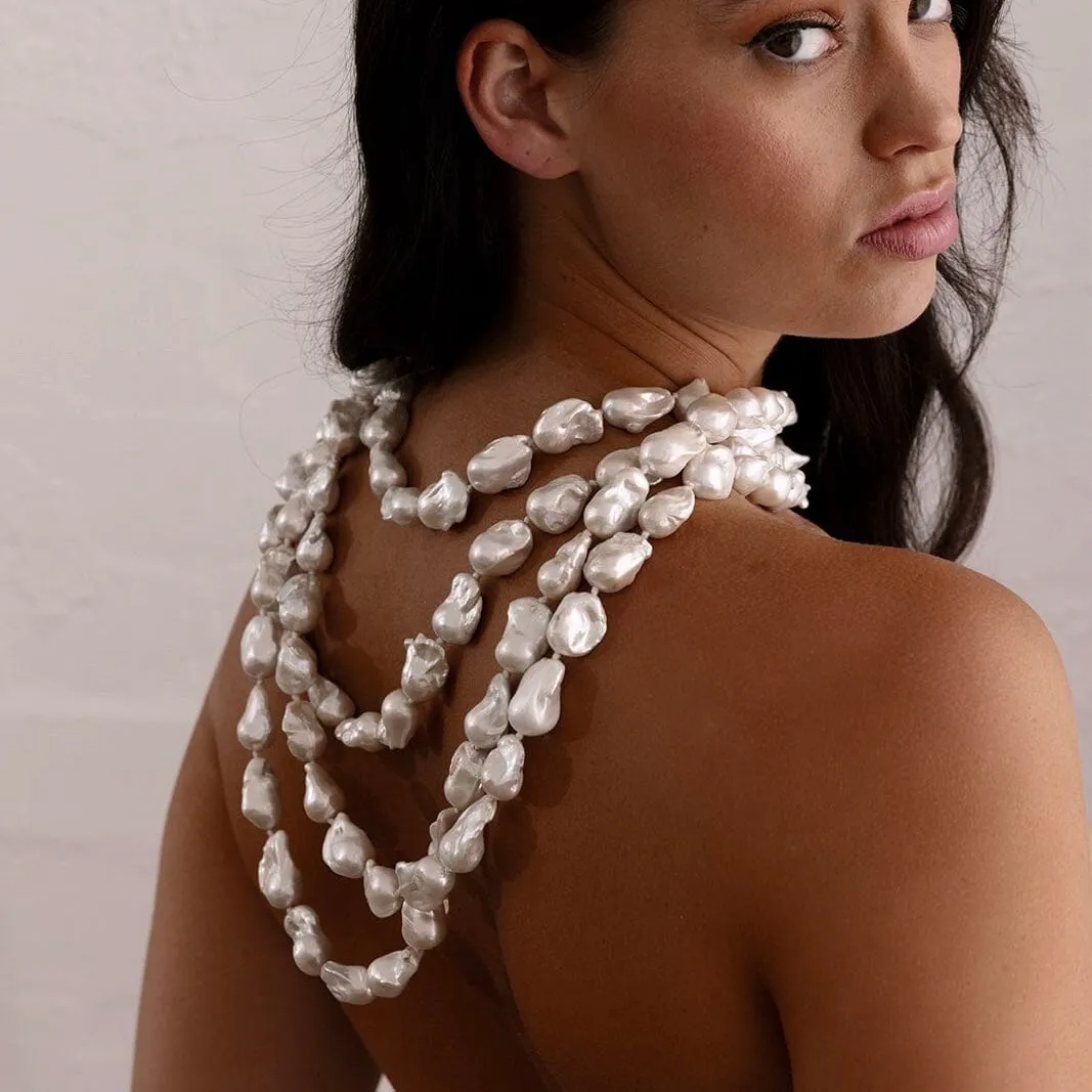 18k Gold Vermeil Natural Baroque Pearl Necklace: The Blake