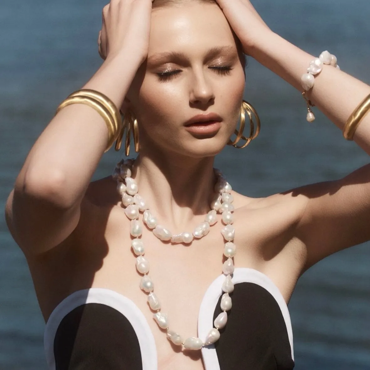 18k Gold Vermeil Natural Baroque Pearl Necklace: The Blake