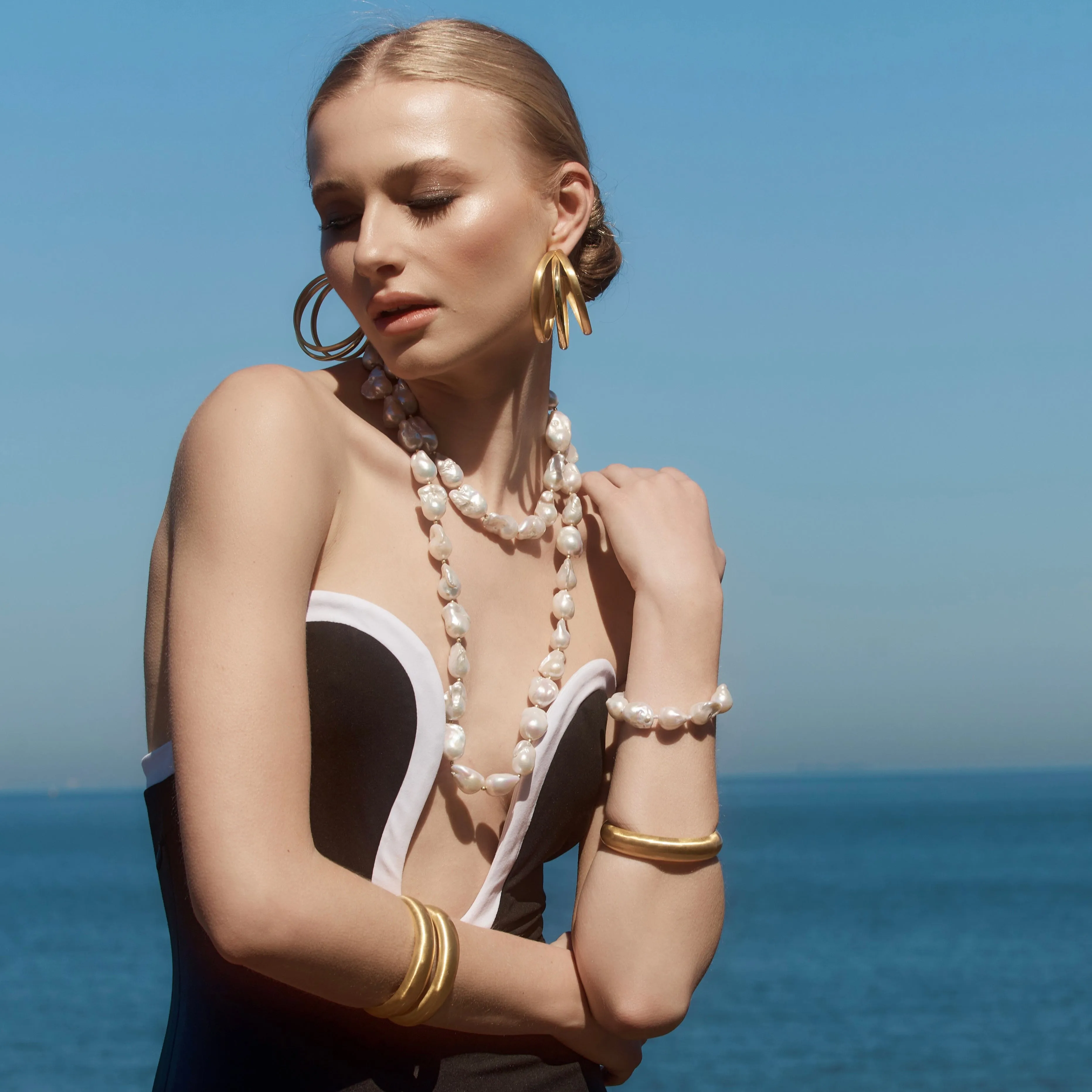 18k Gold Vermeil Natural Baroque Pearl Necklace: The Blake
