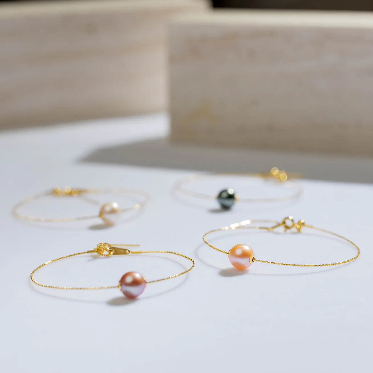 18K Solid Gold Interchangeable Pearl Bracelet KB00004 | Possibilities