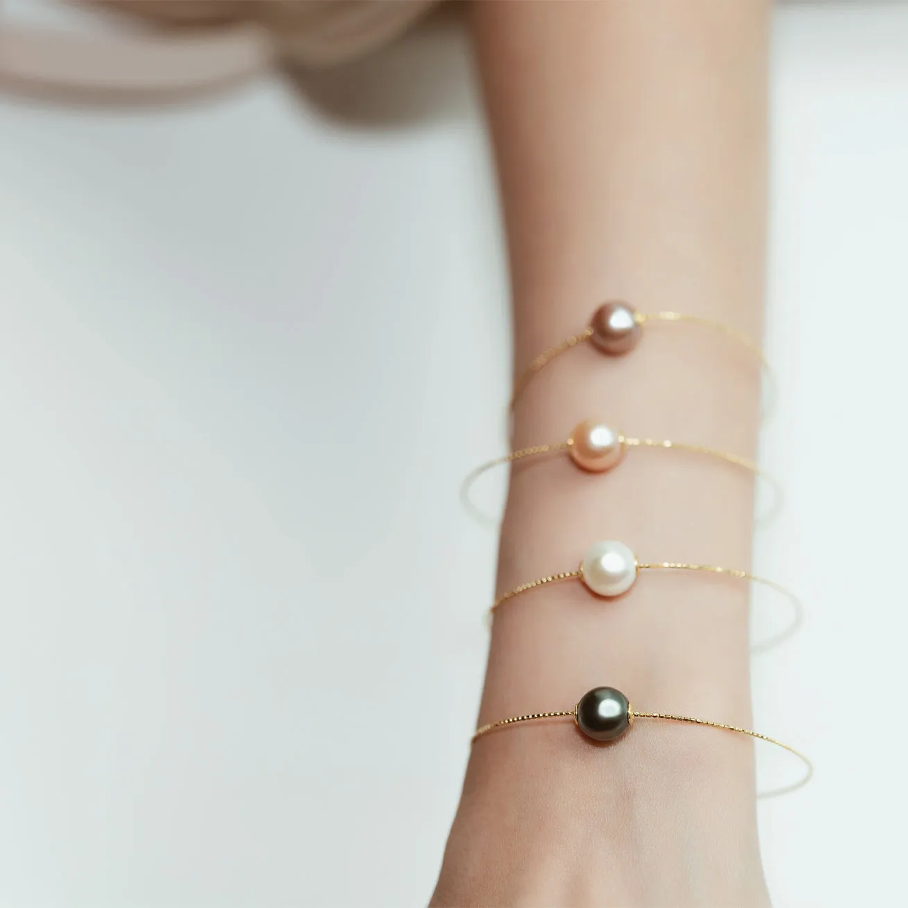 18K Solid Gold Interchangeable Pearl Bracelet KB00004 | Possibilities