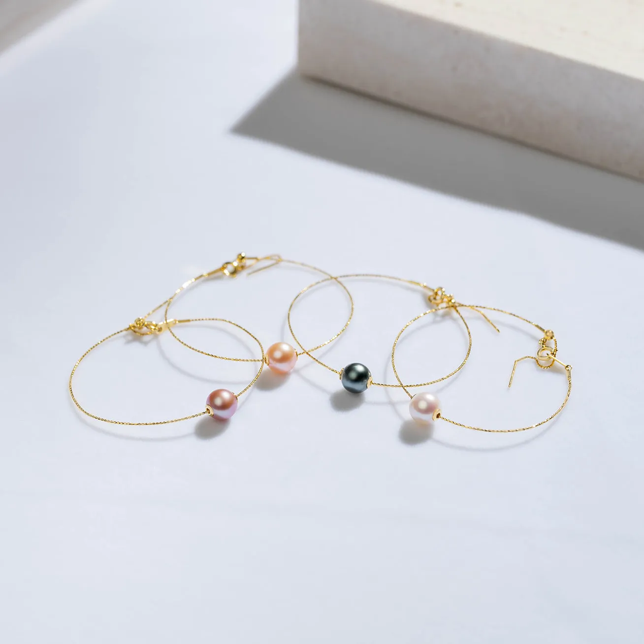 18K Solid Gold Interchangeable Pearl Bracelet KB00004 | Possibilities