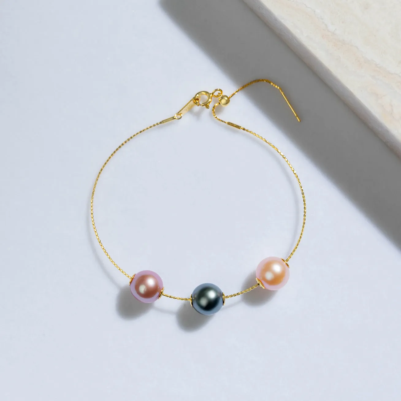 18K Solid Gold Interchangeable Pearl Bracelet KB00004 | Possibilities