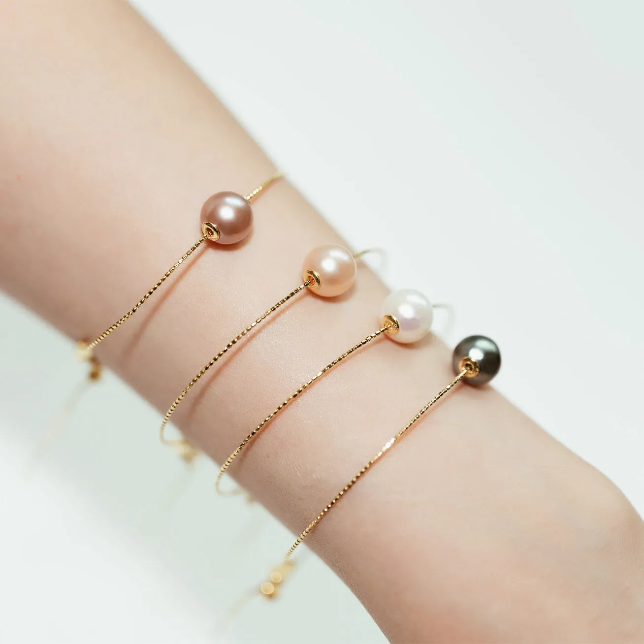 18K Solid Gold Interchangeable Pearl Bracelet KB00004 | Possibilities