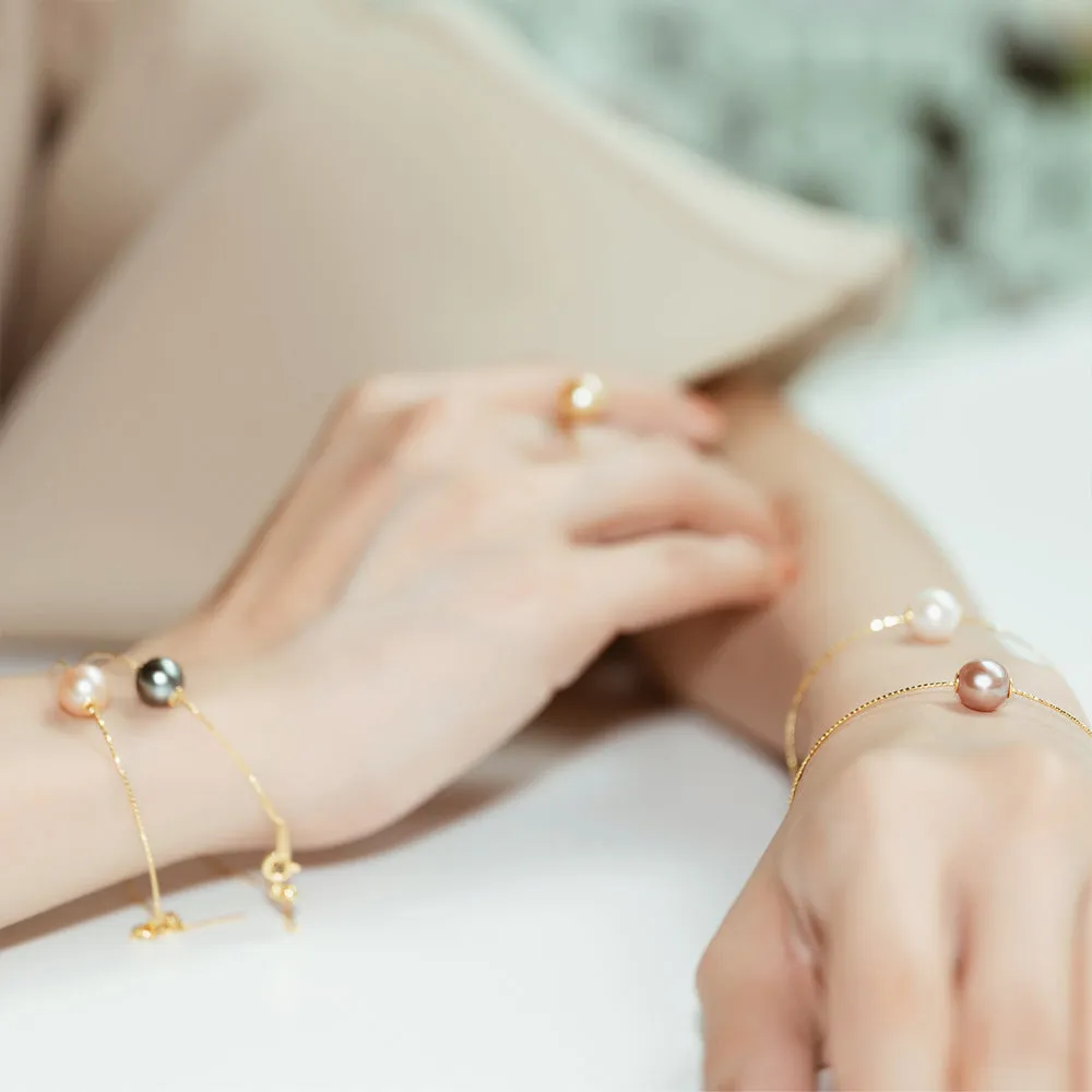 18K Solid Gold Interchangeable Pearl Bracelet KB00004 | Possibilities