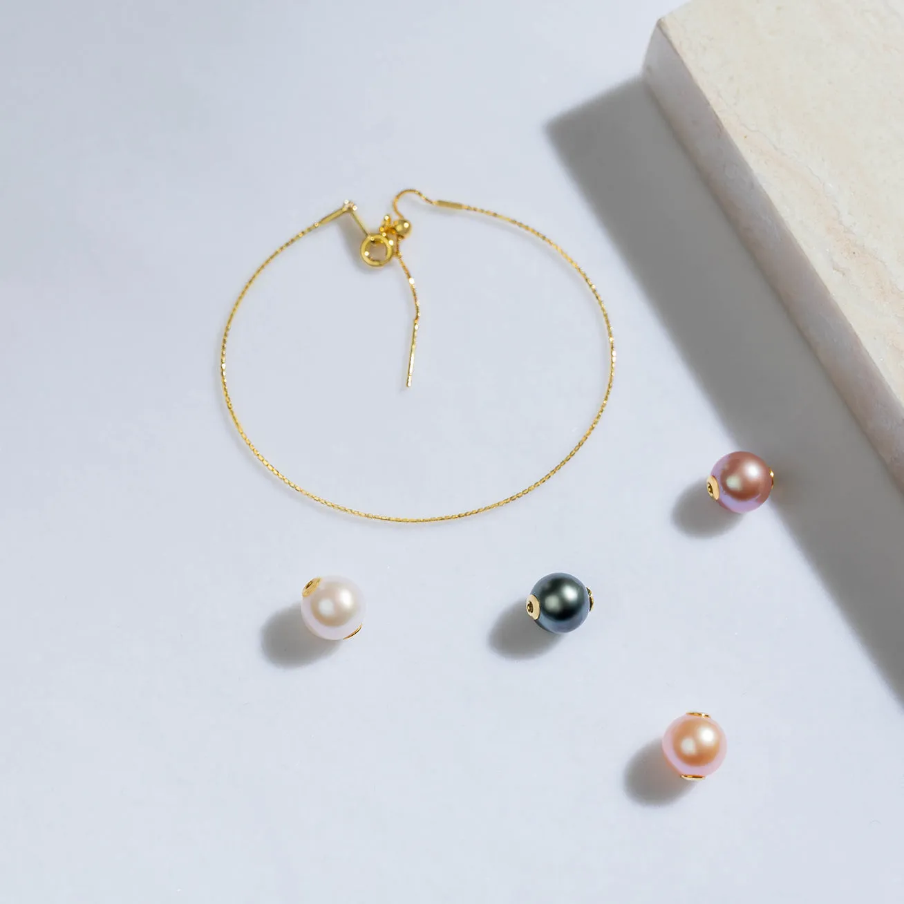 18K Solid Gold Interchangeable Pearl Bracelet KB00004 | Possibilities