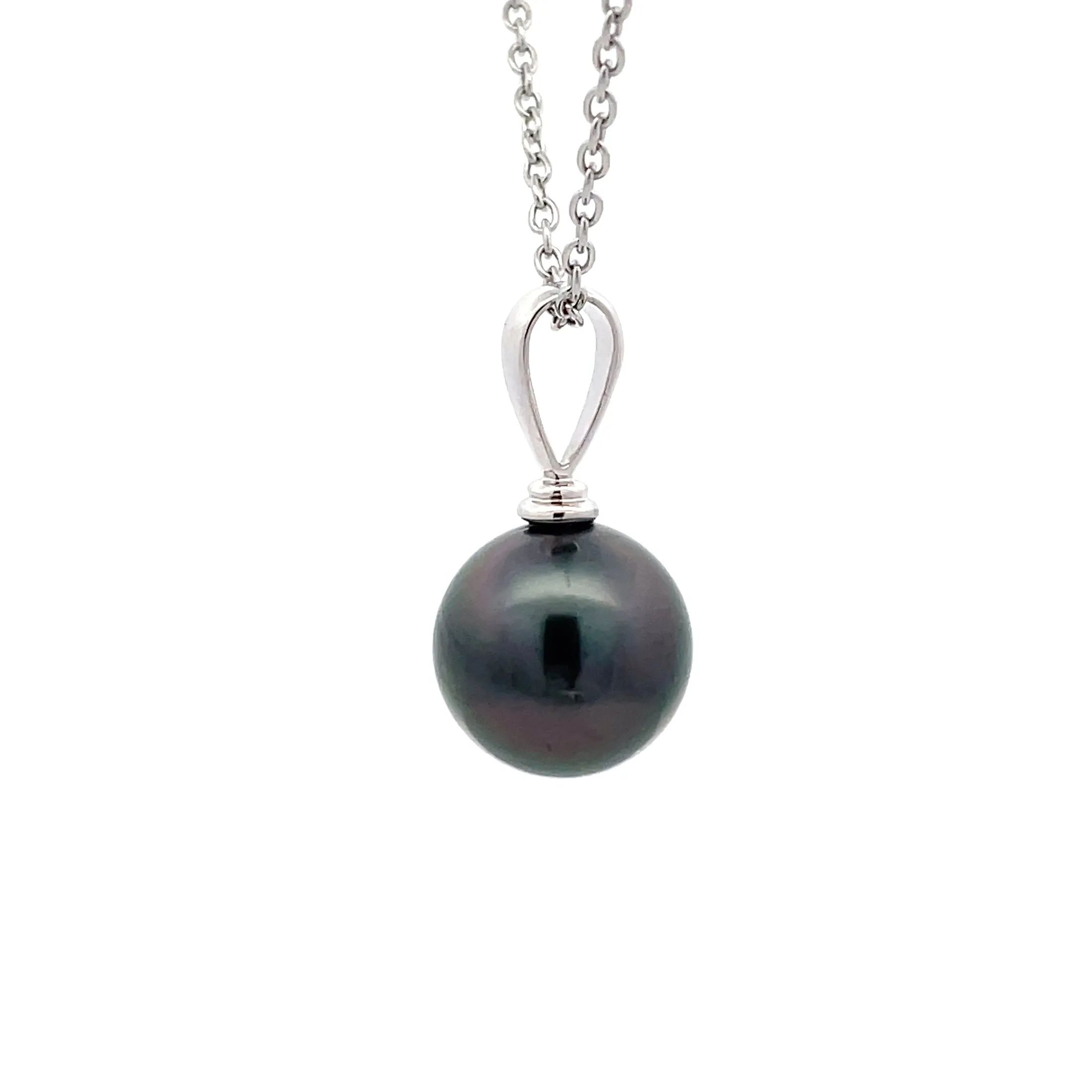 18K White Gold Tahitian Cultured 12-13 mm Pearl Pendant