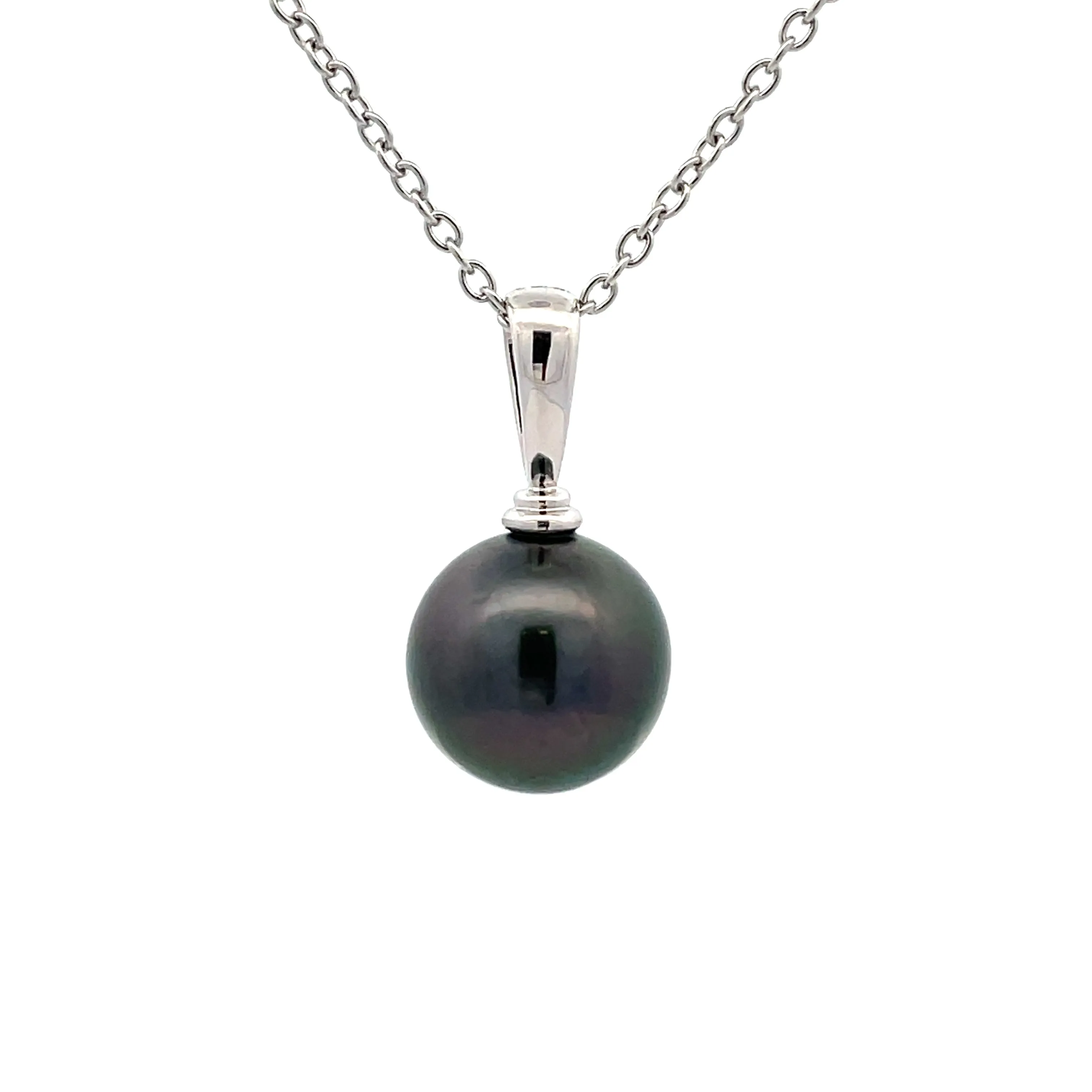 18K White Gold Tahitian Cultured 12-13 mm Pearl Pendant