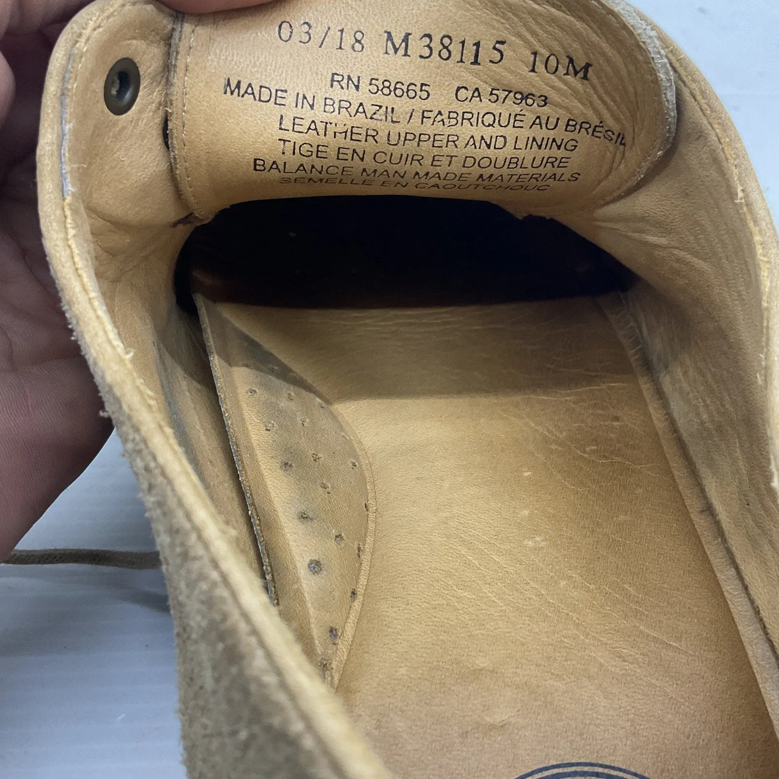 1901 Men's Tan Derby Dress Shoes Leather Size 10 Preowned