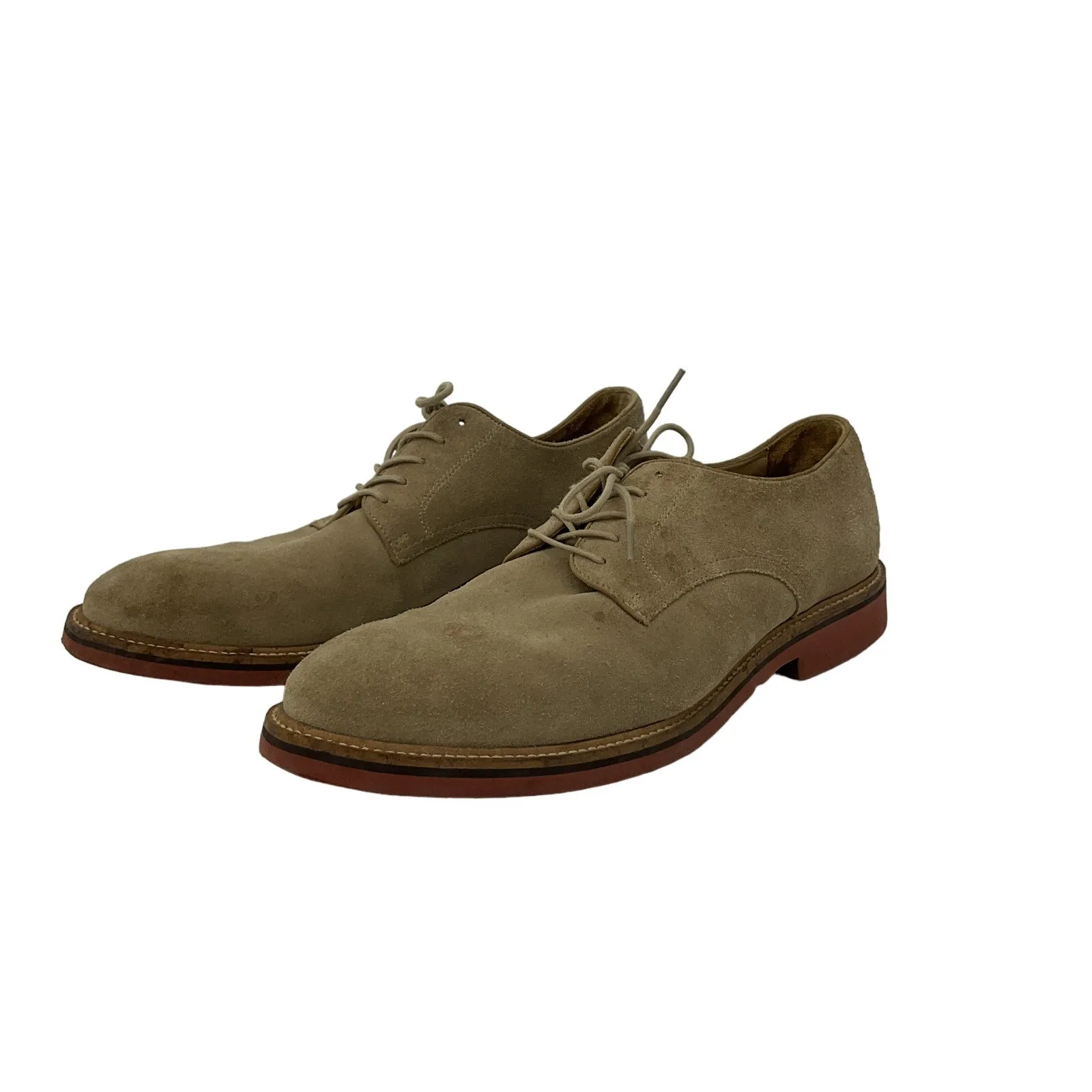 1901 Men's Tan Derby Dress Shoes Leather Size 10 Preowned