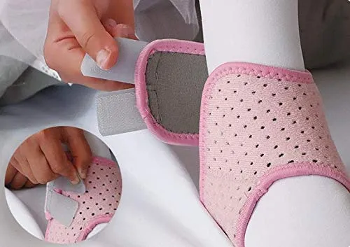 2 Pack Ankle Braces for Kids Child Adjustable Mesh Compression Ankle Tendo Foot Support Protector Stabilizer Wraps Ankle Guards for Juvenile Sprains Injuries, Arthritis Relief, Joint Pain, Ankle Sore Small: (Pack of 2) Pink