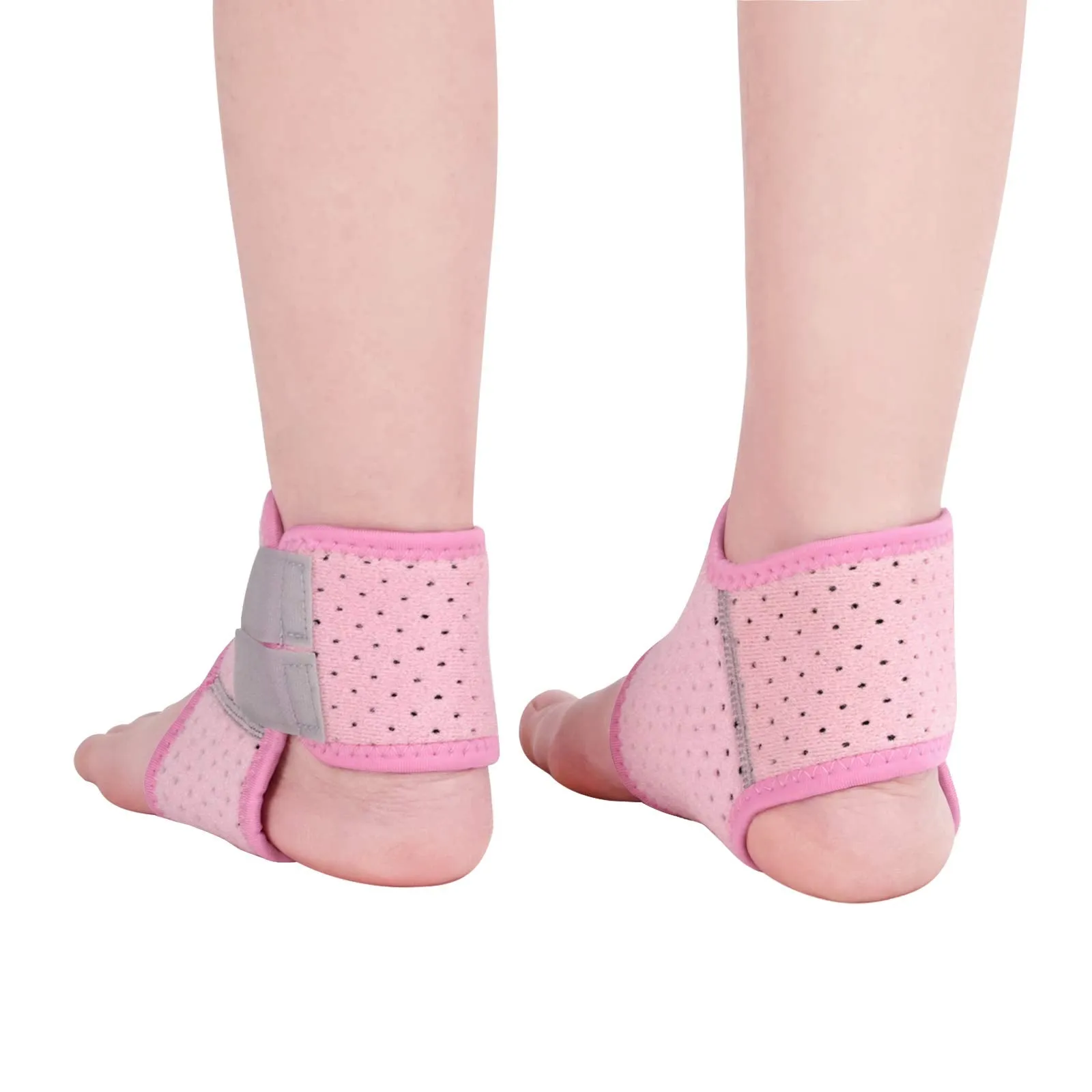 2 Pack Ankle Braces for Kids Child Adjustable Mesh Compression Ankle Tendo Foot Support Protector Stabilizer Wraps Ankle Guards for Juvenile Sprains Injuries, Arthritis Relief, Joint Pain, Ankle Sore Small: (Pack of 2) Pink