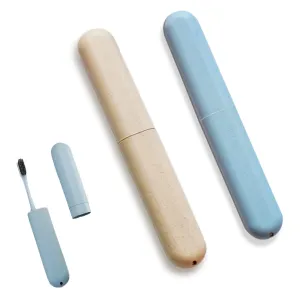 2 Pcs Toothbrush Box,Toothbrush Travel Case Cover,Portable Travel Toothbrush Holder,Store Clean Brushes,Eco-Friendly Material,Sutiable For Holidays Outdoor Hiking Camping Business Trip(Blue,Beige)