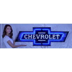 5 FOOT CHEVROLET BOWTIE NEON SIGN IN STEEL CAN