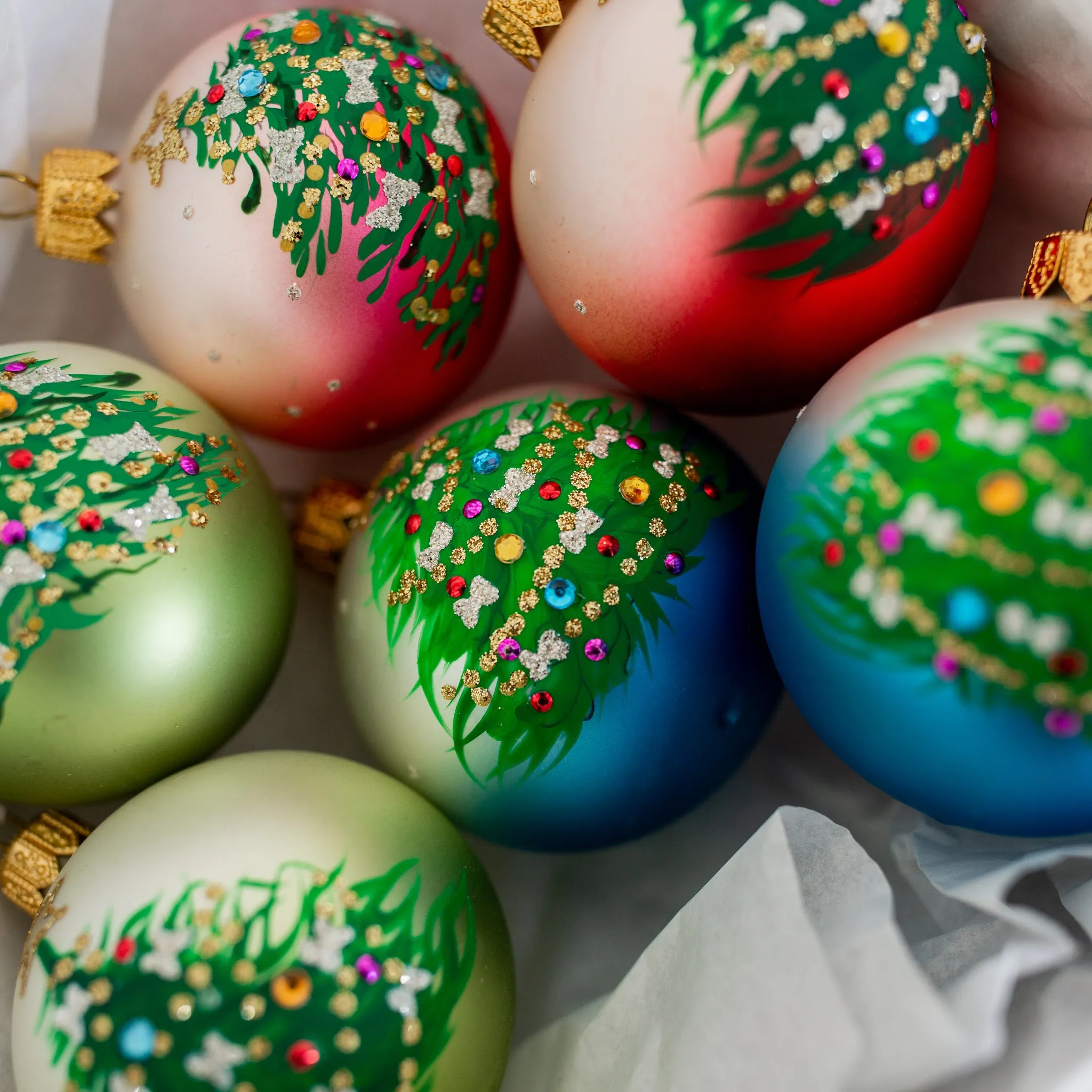 60mm Christmas Tree hand painted baubles