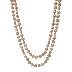 7-8mm Natural Pink Baroque Freshwater Pearl, 48" Long Necklace for Women