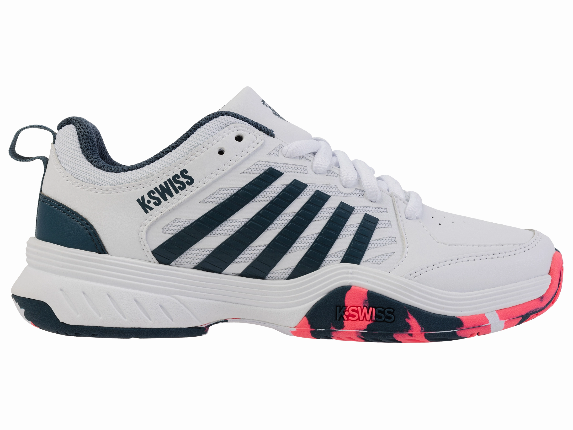 84428-129-M | COURT EXPRESS 2 | WHITE/STARGAZER/NEON BLAZE Shockproof Fashion Edge