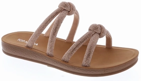 Knotted Rhinestone Strap Sandal (ROSE GOLD) cultural
