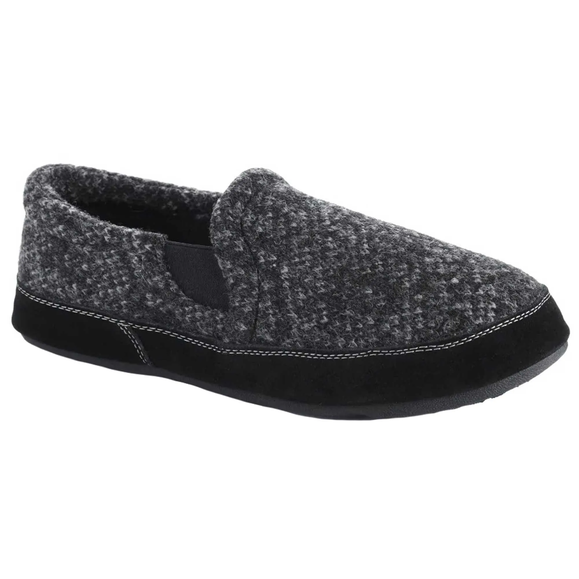 Acorn Men's Moc Slippers - Fave Gore Wool, Charcoal Tweed, Medium | A11172CTWMM