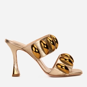 The Eclipse Gold Leather Women Sandal Chic Vacation Flats