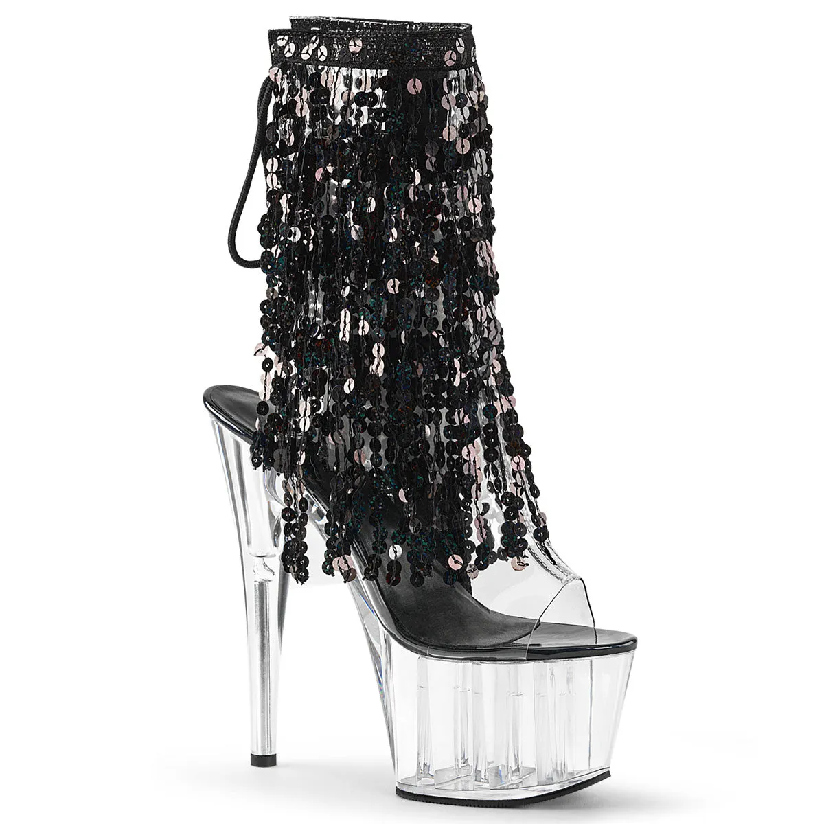 ADORE-1017SQF Pleaser Clear/Black Sexy Platform Shoes (Pole Dancing Heels)
