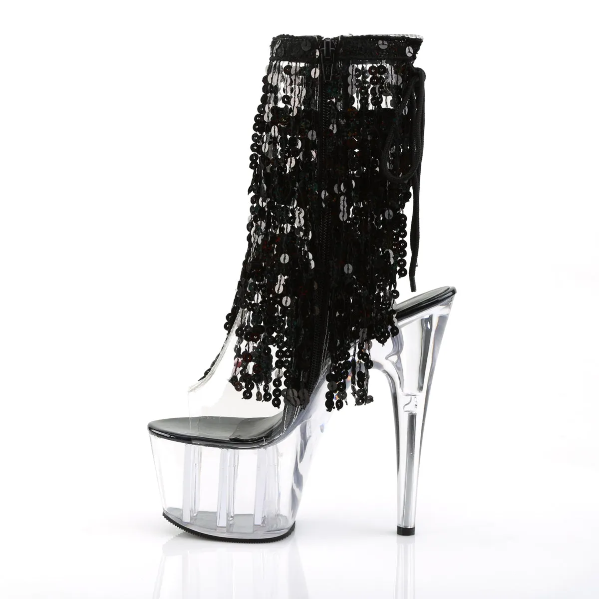 ADORE-1017SQF Pleaser Clear/Black Sexy Platform Shoes (Pole Dancing Heels)