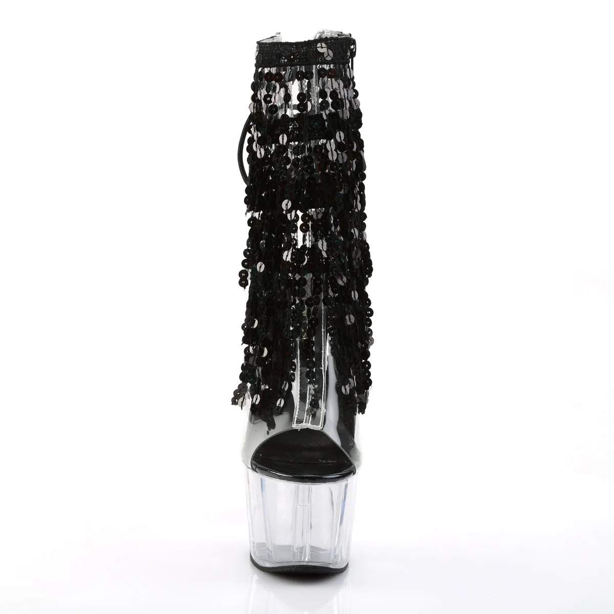 ADORE-1017SQF Pleaser Clear/Black Sexy Platform Shoes (Pole Dancing Heels)