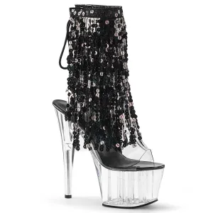 ADORE-1017SQF Pleaser Clear/Black Sexy Platform Shoes (Pole Dancing Heels)