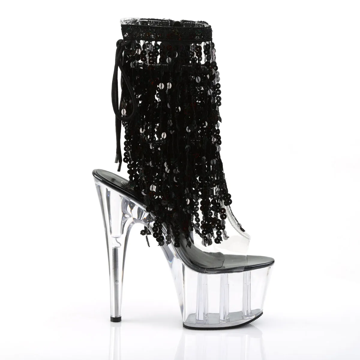 ADORE-1017SQF Pleaser Clear/Black Sexy Platform Shoes (Pole Dancing Heels)