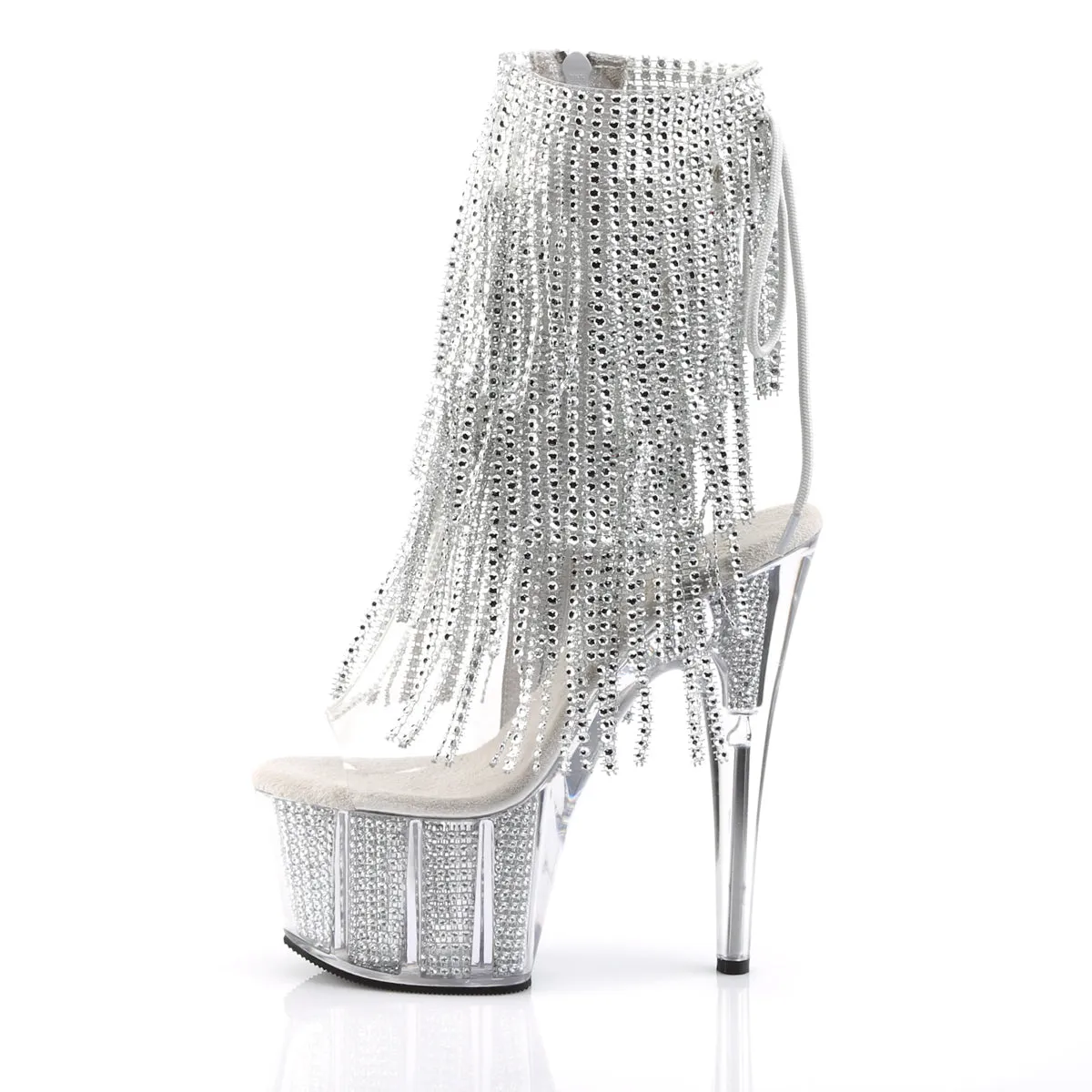 ADORE-1017SRS Pleaser Clear/Silver Sexy Platform Shoes (Pole Dancing Heels)