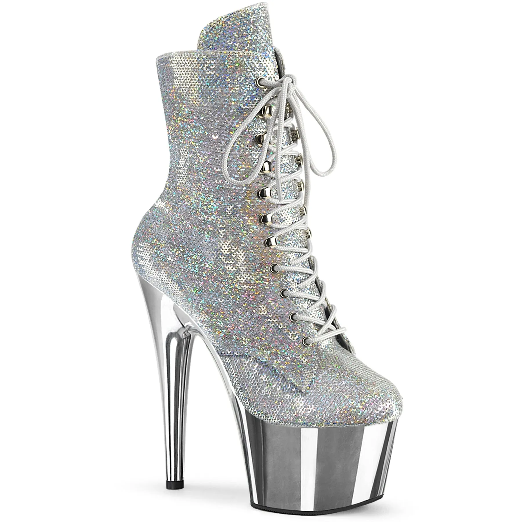 ADORE-1020SQ-02 Pleaser Silver Hologram Sexy Platform Shoes (Pole Dancing Heels)