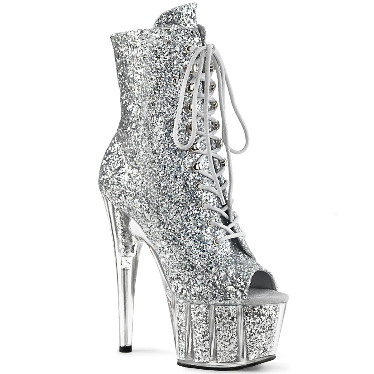 ADORE-1021G Pleaser Silver Glitter Sexy Platform Shoes (Pole Dancing Heels)