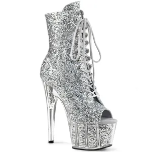 ADORE-1021G Pleaser Silver Glitter Sexy Platform Shoes (Pole Dancing Heels)