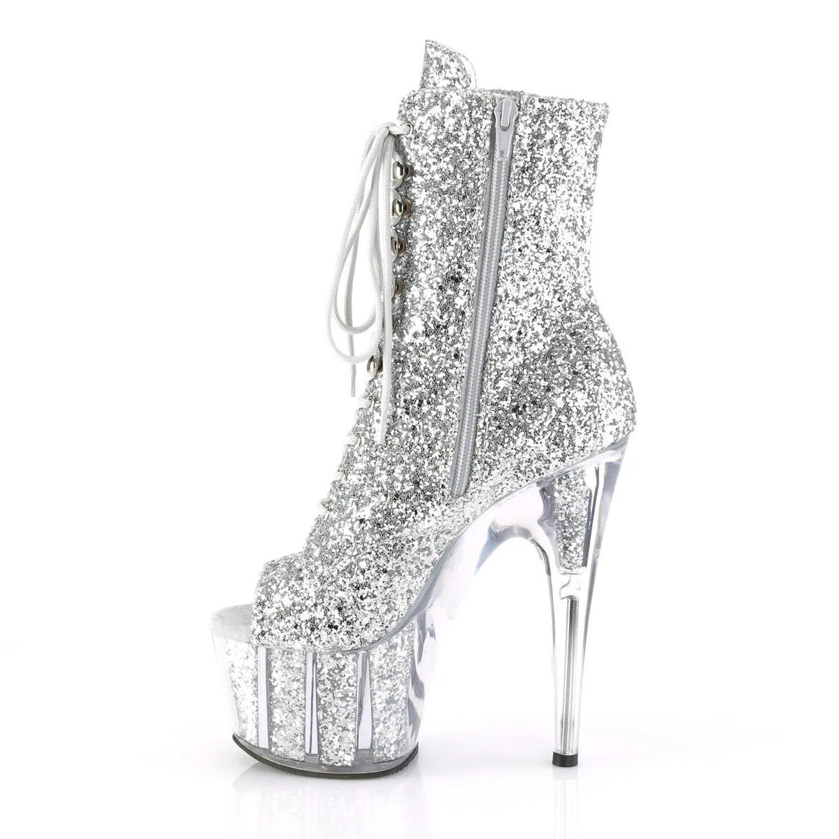 ADORE-1021G Pleaser Silver Glitter Sexy Platform Shoes (Pole Dancing Heels)