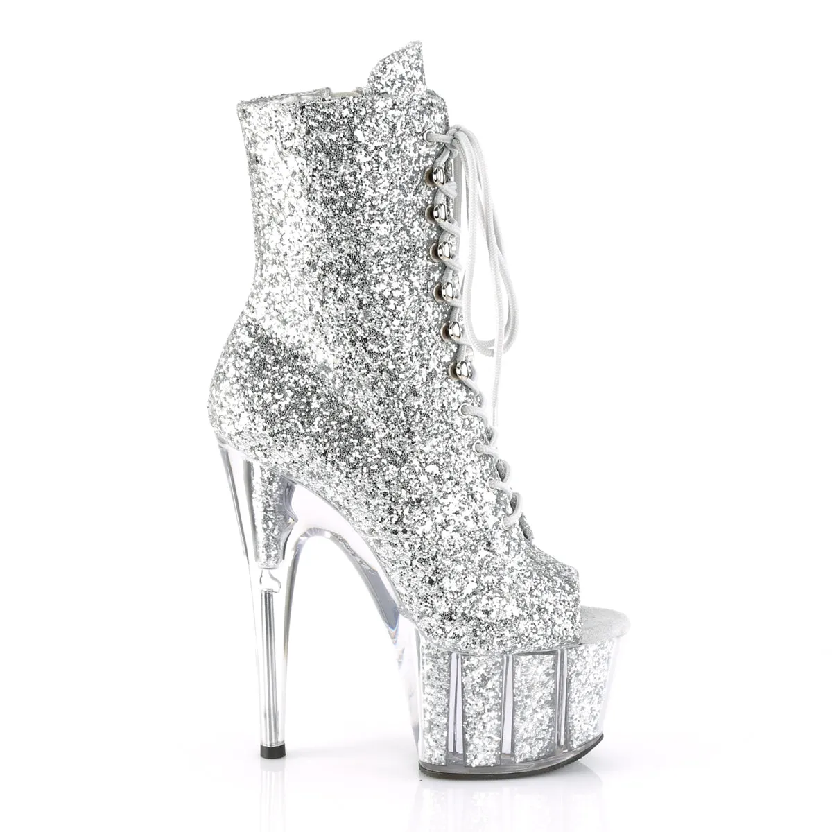 ADORE-1021G Pleaser Silver Glitter Sexy Platform Shoes (Pole Dancing Heels)