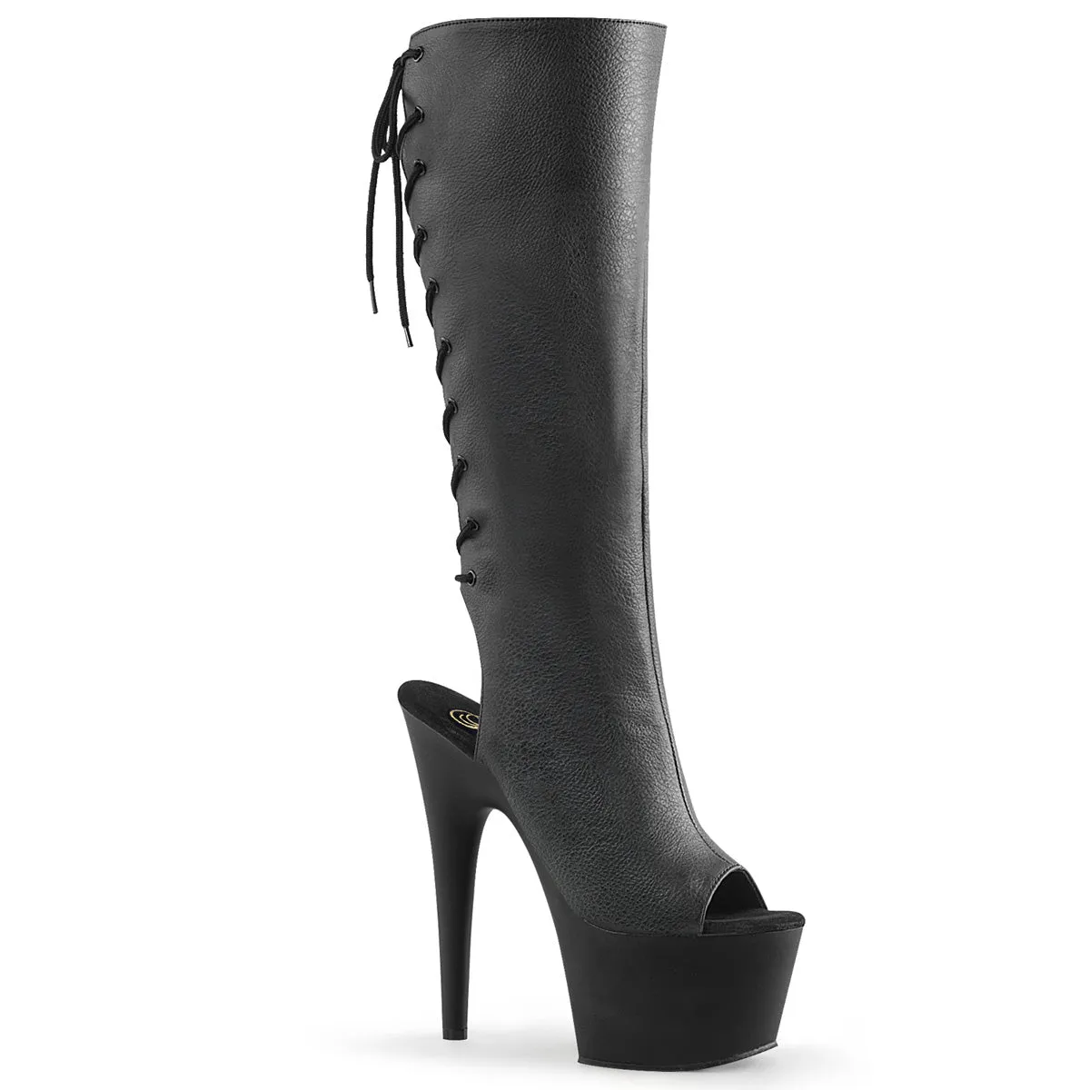 ADORE-2018 Pleaser Black Faux Leather Sexy Platform Shoes (Pole Dancing Heels)