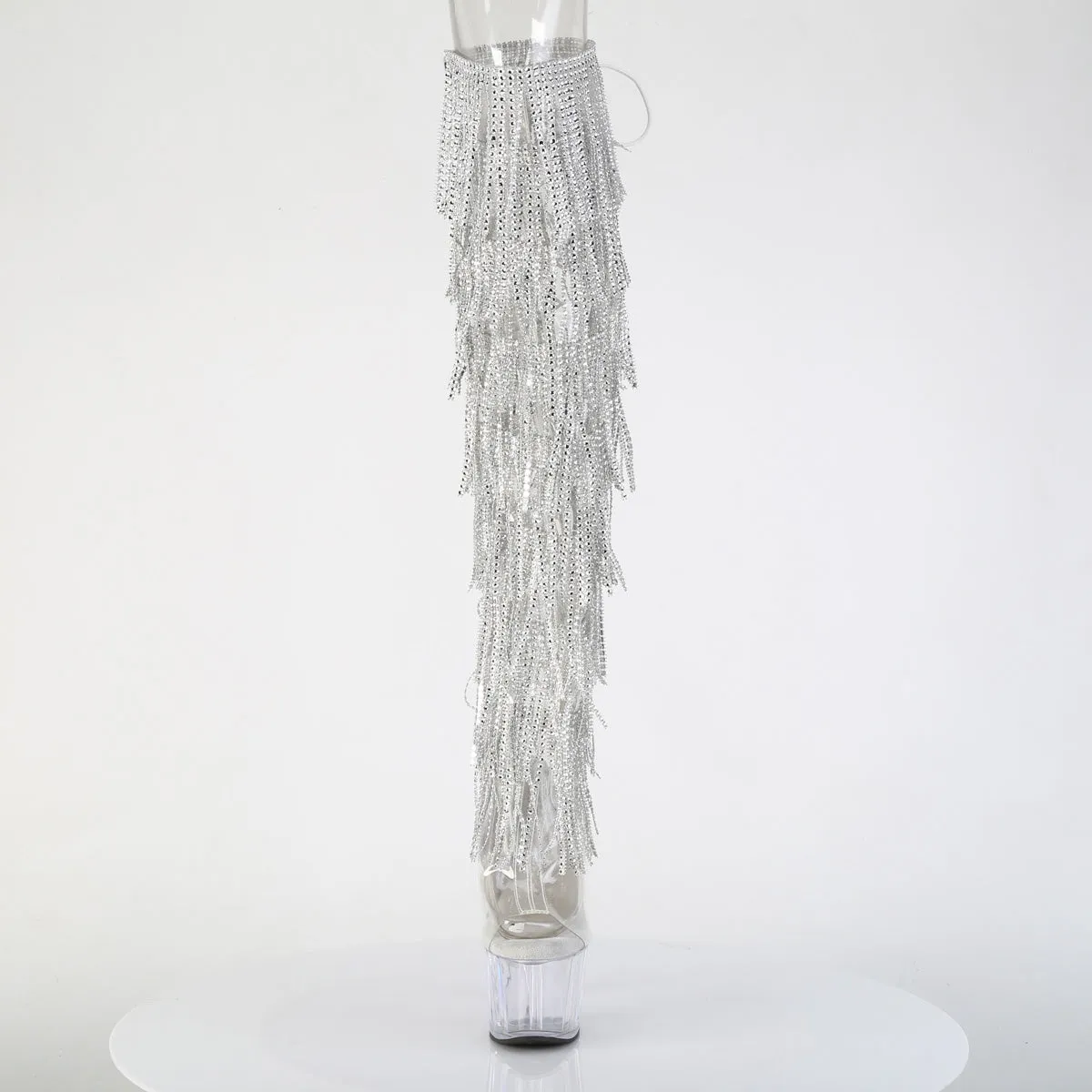 ADORE-3019C-RSF Pleaser Clear/Silver Sexy Platform Shoes (Pole Dancing Heels)