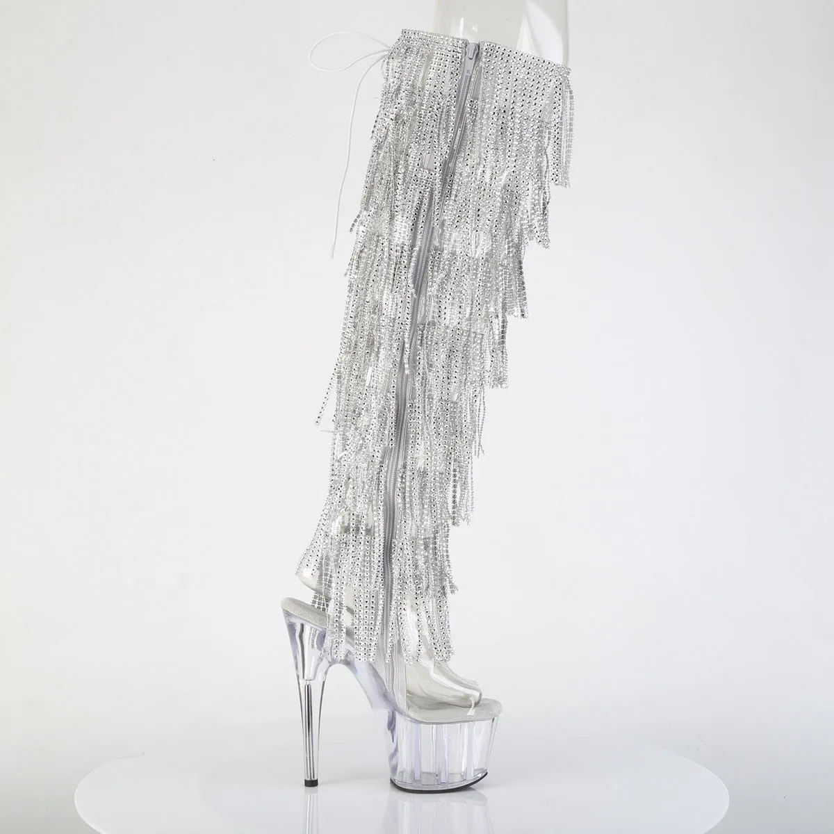 ADORE-3019C-RSF Pleaser Clear/Silver Sexy Platform Shoes (Pole Dancing Heels)
