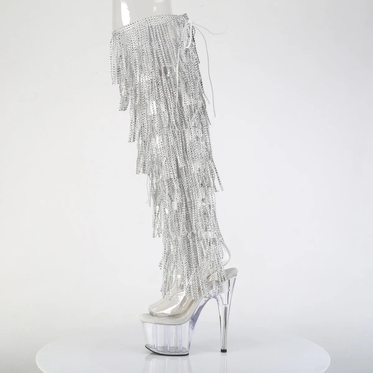 ADORE-3019C-RSF Pleaser Clear/Silver Sexy Platform Shoes (Pole Dancing Heels)