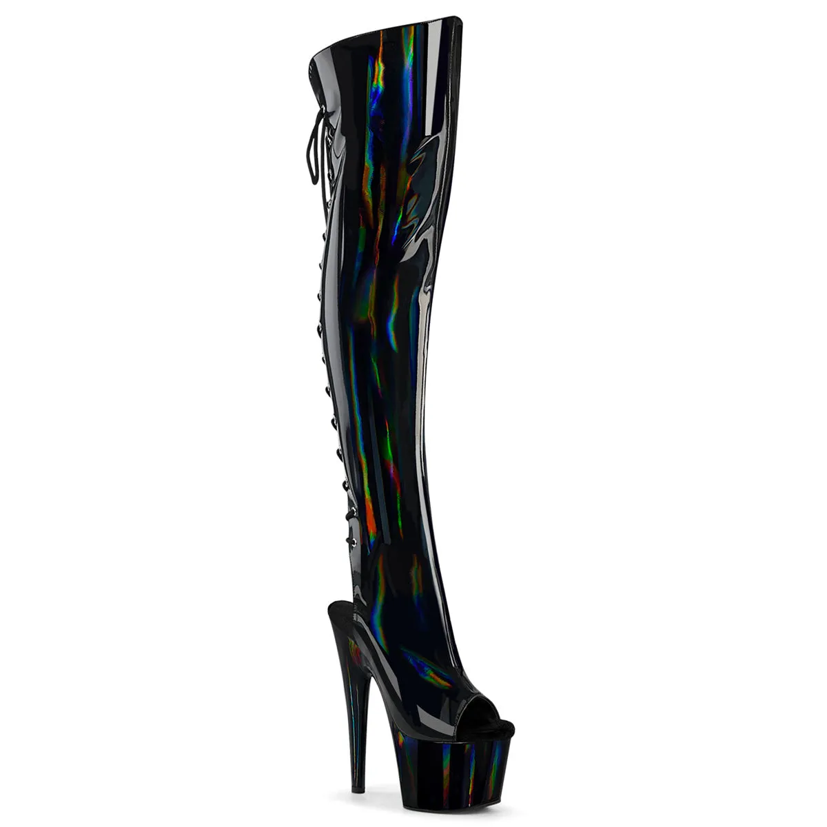 ADORE-3019HWR Pleaser Black Hologram Sexy Platform Shoes (Pole Dancing Heels)